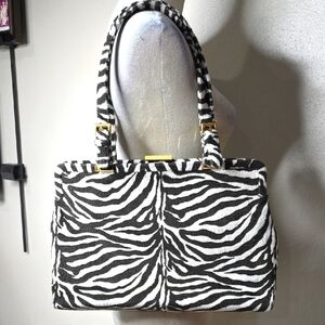 Zebra Print Women's Retro Classic Fashion Purse Bag 15x10x 3"